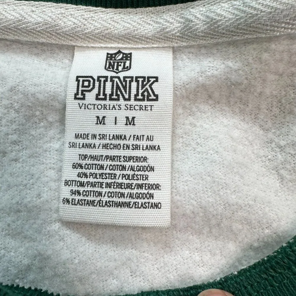 PINK Victoria's Secret Packers Football NFL Womens Medium M Green White Top